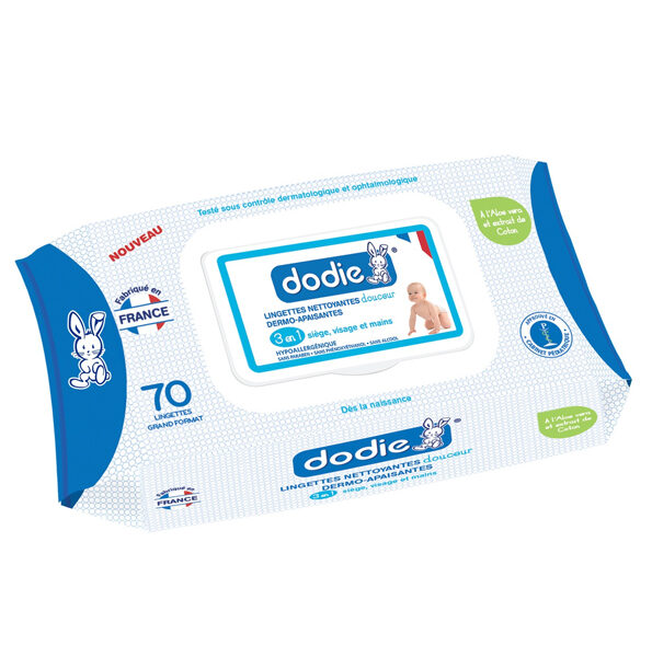 Dodie - Lingettes nettoyantes derme-apaisantes - (x70)