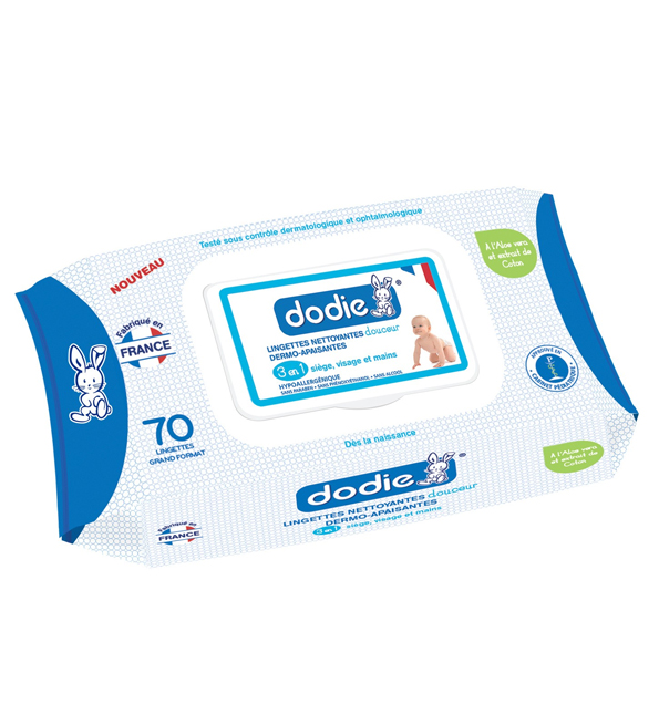 3700763501581-1-2 Dodie - Lingettes nettoyantes derme-apaisantes - (x70) – Image 1