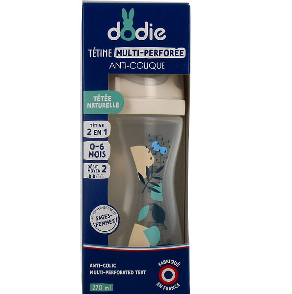 Dodie Biberon Multi Perfore Tetine Debit 2 Bleu 0-6mois 270ml
