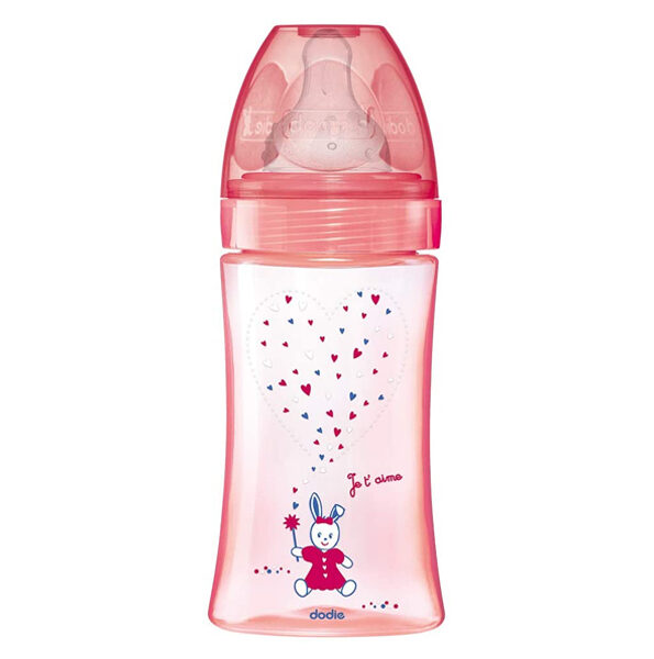 DODIE BIBERON INITIATION+ 270ML ROSE LICORNE 0-6 M TÊTE RONDE 3 VIT D2
