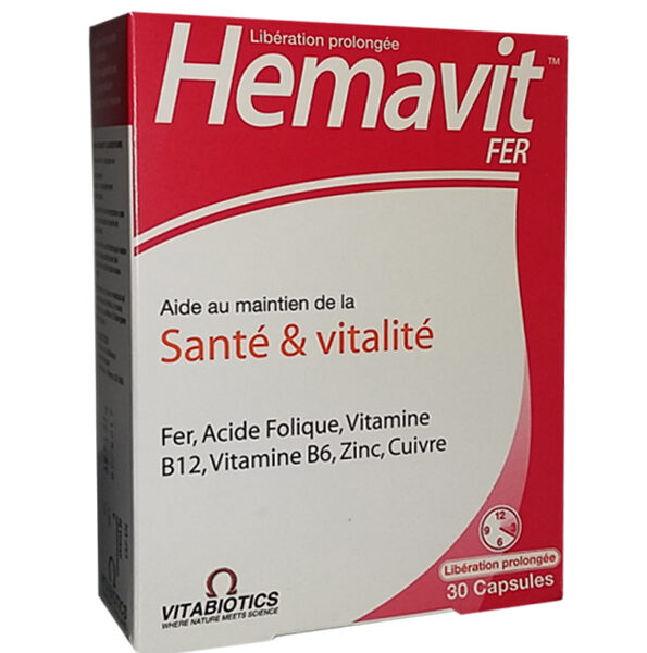 Vitabiotics - Hemavit Fer Santé et Vitalité - 30 capsules