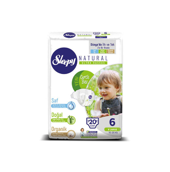 Sleepy Natural 6, Couches Taille X-large 15-25kg/20pcs