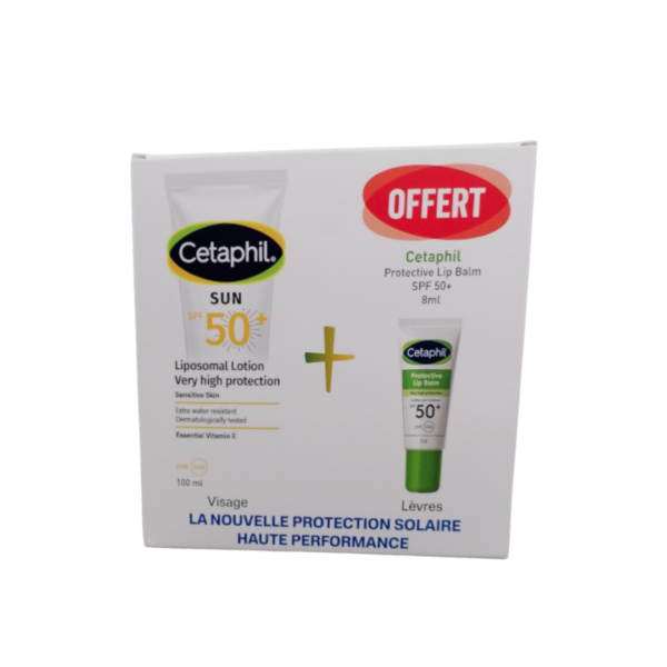 Cetaphil Sun Lotion Spf50+ 100ml+Protective Lip Balm Spf50+ 8ml Pack