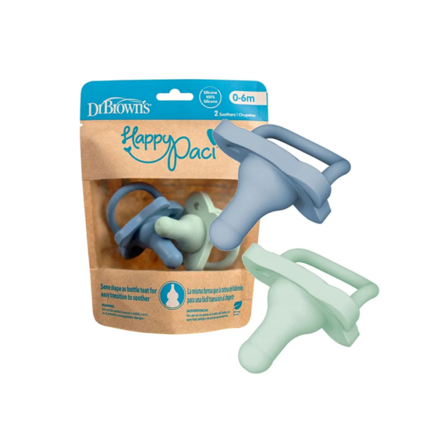 Dr Brown's 2 Sucette Happy Paci Vert & Bleu 0-6 Mois