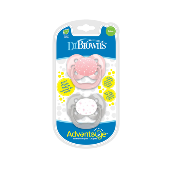 Dr Brown's 2 Sucette Advantage Etoile Rose 0-6m