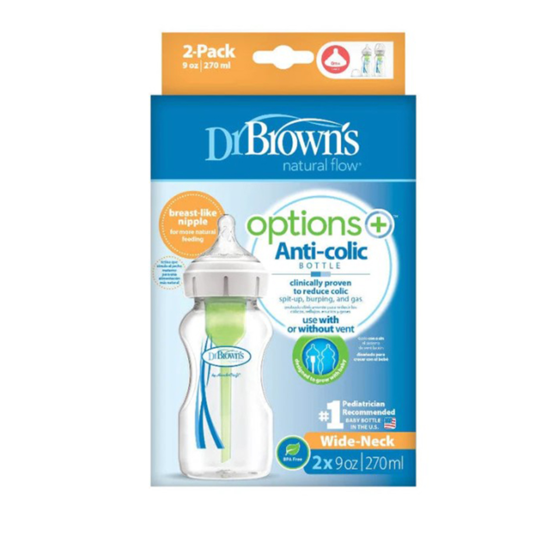 Dr-browns-Bib-col-large-2270ml-pack-WB92600-ESX Dr Brown's Biberon Col Large 2x270ml – Image 1