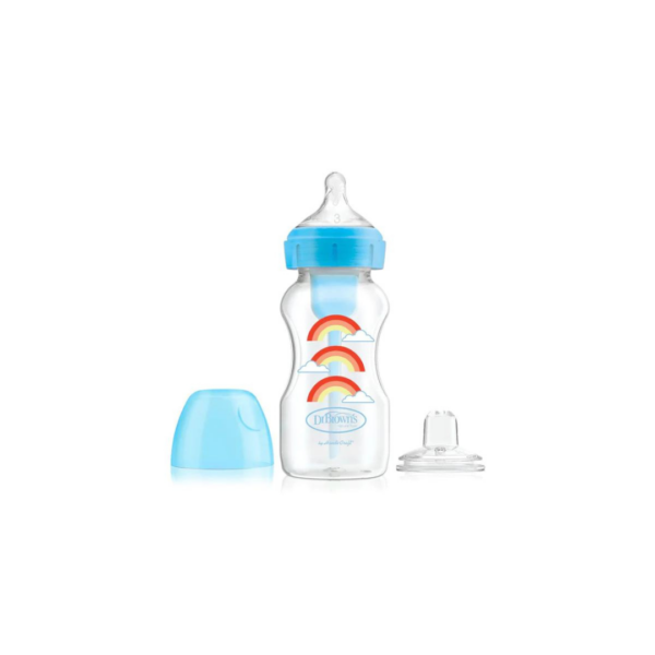 Dr Brown's Biberon Col Large Bleu Rainbows 270ml WB91605