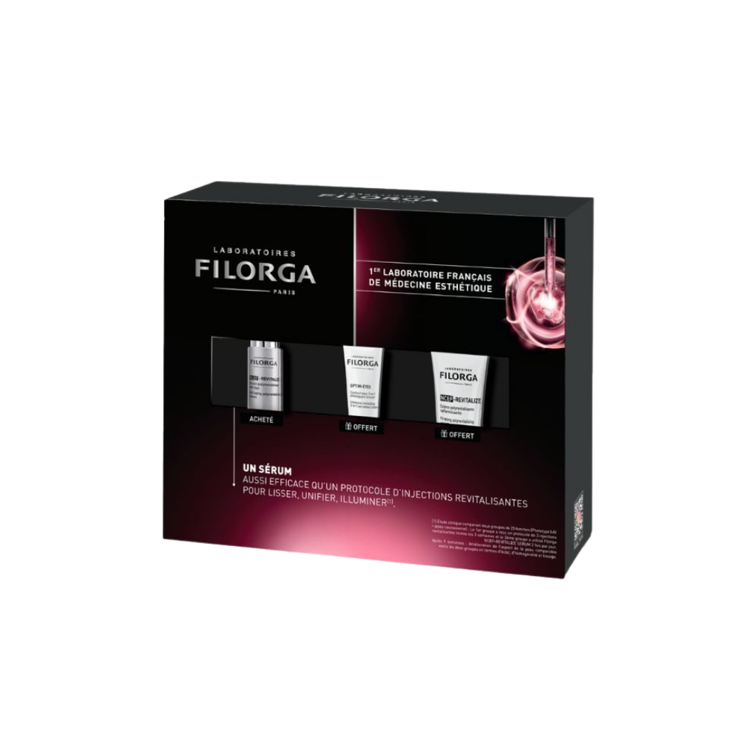 Filorga-Ncef-Revitalize-SerumNcef-Revitalize-CremeOptim-Eyes-Coffret-2 Filorga NCEF-Revitalize Serum+NCEF-Revitalize Creme+Optim-Eyes Coffret – Image 1