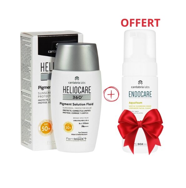 Heliocare 360° Pigment Solution Fluide 50ml + Endocare Aquafoam Offert