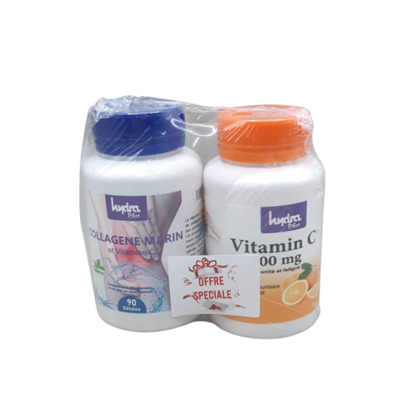 Hydra Plus Collagene Marin 90gelules+Vitamin C 36 Comprimes Pack