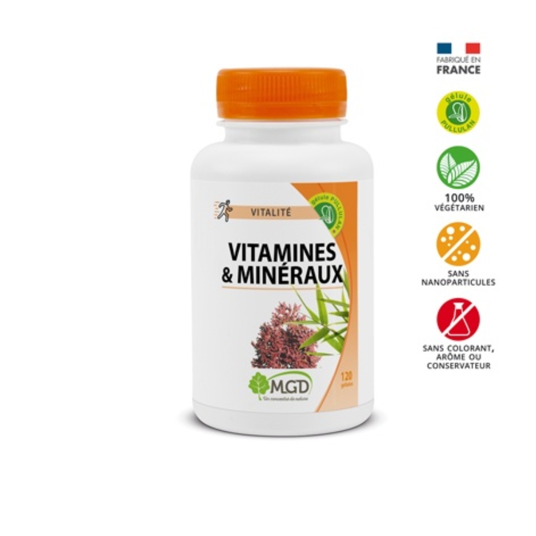 Mgd-vitamines-mineraux-120gelules MGD Vitamines & Mineraux 120 Gelules – Image 1