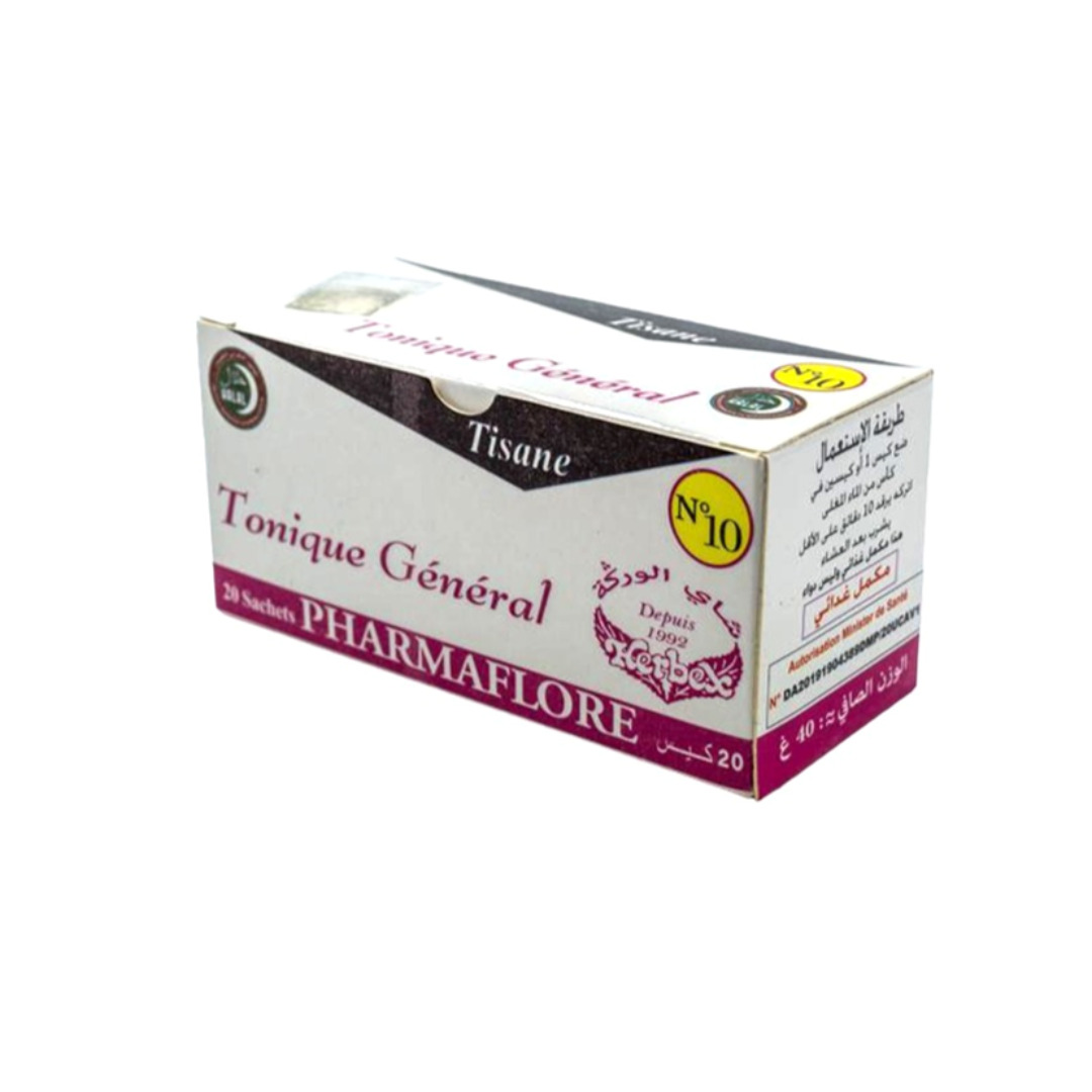 Pharmaflor-Tisane-N°10-Tonique-general-20-sachet-1 Pharmaflore Tisane N°10 Tonique General 20 Sachet – Image 1