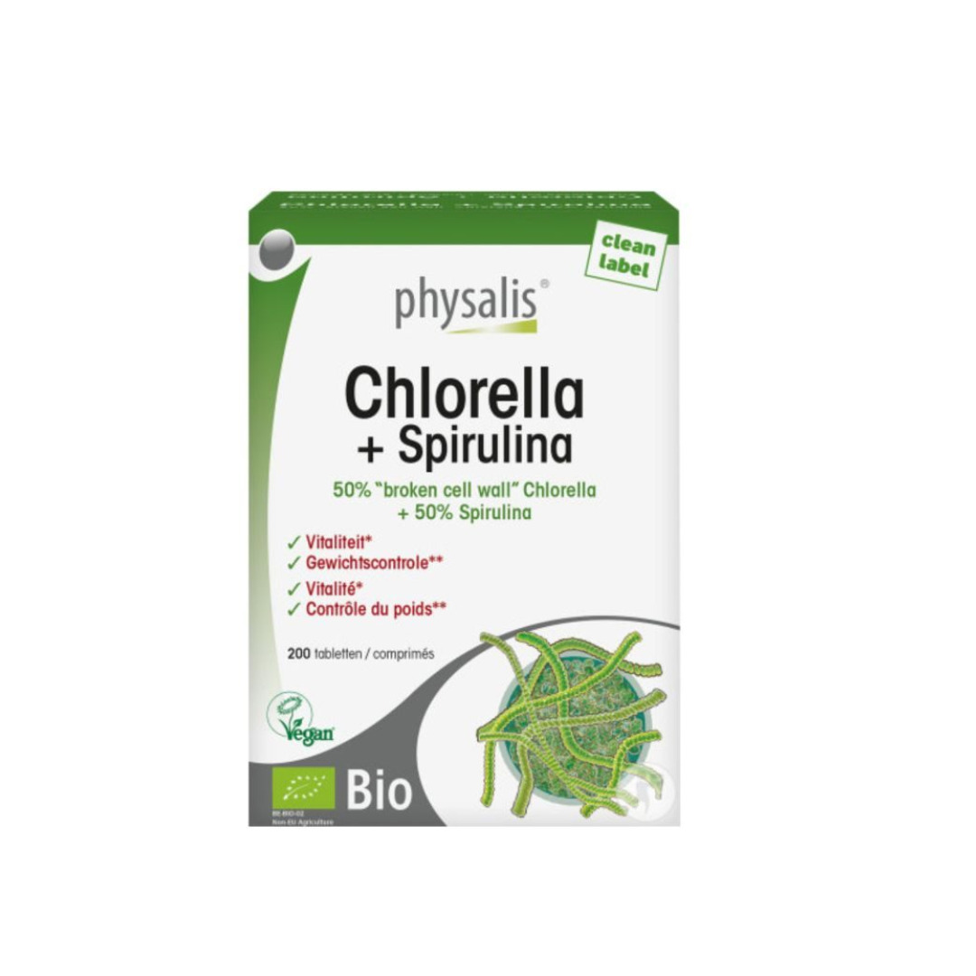 Physalis-Chlorella-spirulina-200-cps-2 Physalis Chlorella + Spirulina 200 Comprimes – Image 1