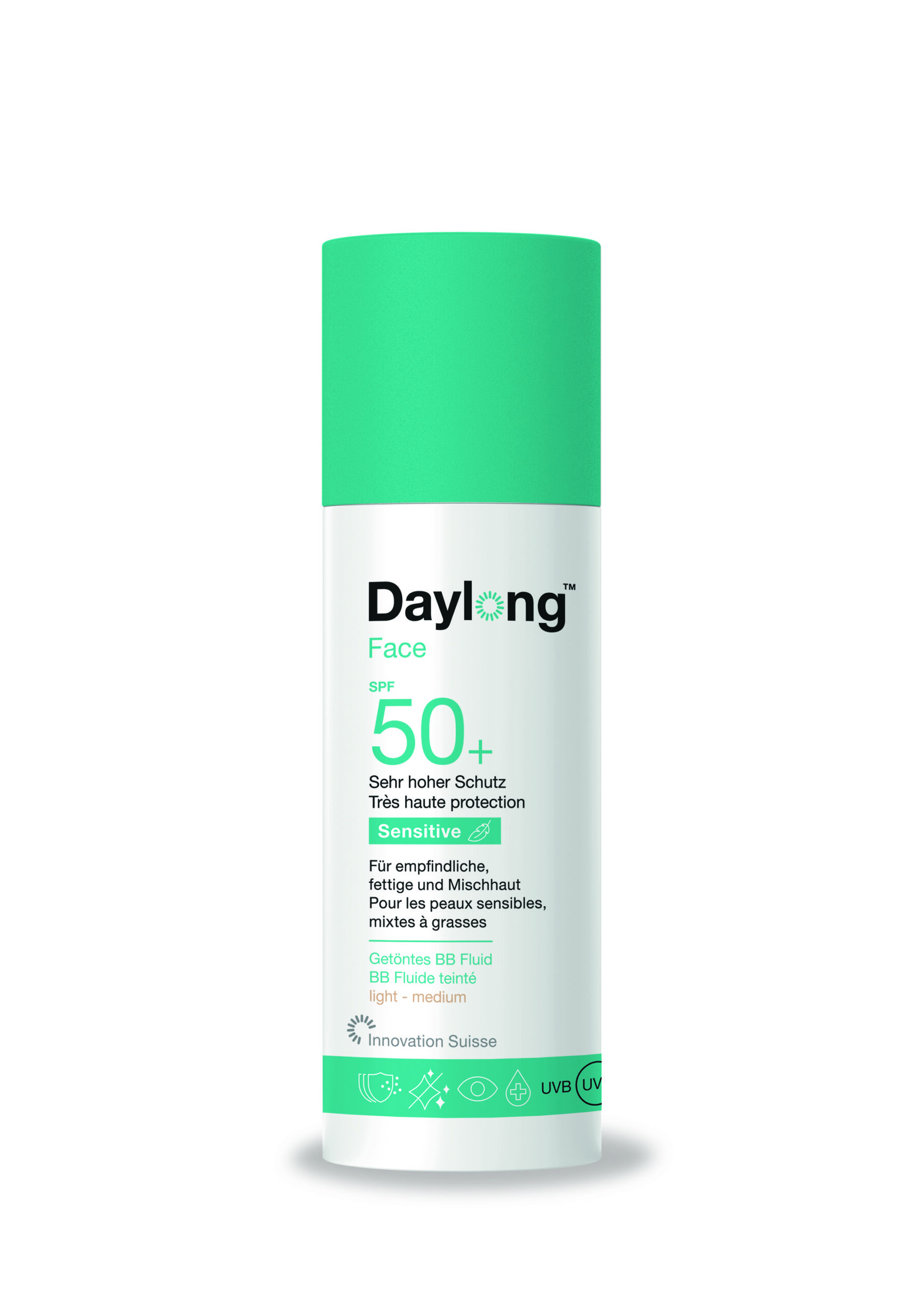 Prim1_Daylong_sensitive_face-BBFluid_50_50ml DAYLONG FACE SENSITIVE BB FLUIDE TEINTE SPF 50+ 50 ML – Image 1