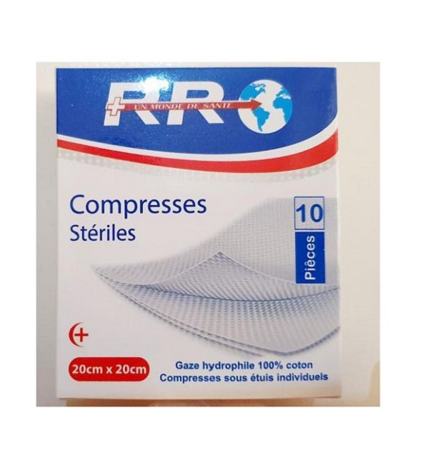 RR-Compresses-Steriles-20Cmx20Cm-10-Unites-2 RR Compresse Steriles 20*20 Boite de 10 Pièces – Image 1
