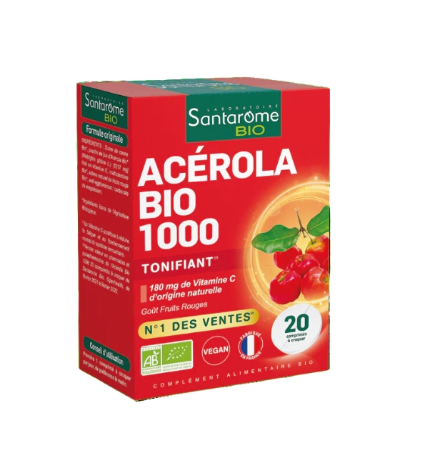 SANTAROME-ACEROLA-1000-TUBE-210CAPS-2 SANTAROME ACEROLA 1000 TUBE 20 COMPRIMES – Image 1