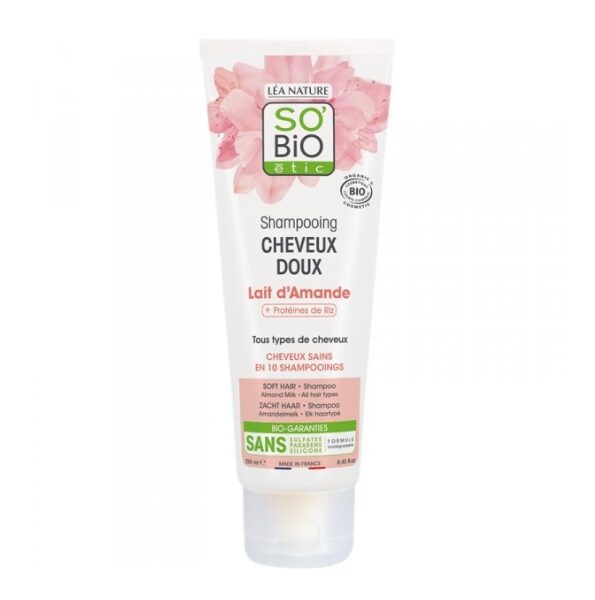 SO BIO SHAMPOOING DOUX AU LAIT D'AMANDE ET PROTEINE DE RIZ 250ML