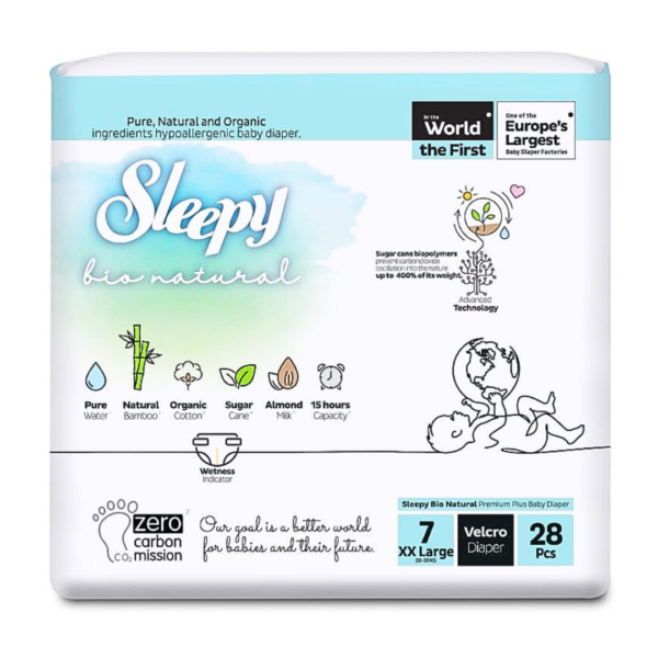Sleepy Bio Natural Couches Taille 7 XXL+ 20-30kg/28 Pieces