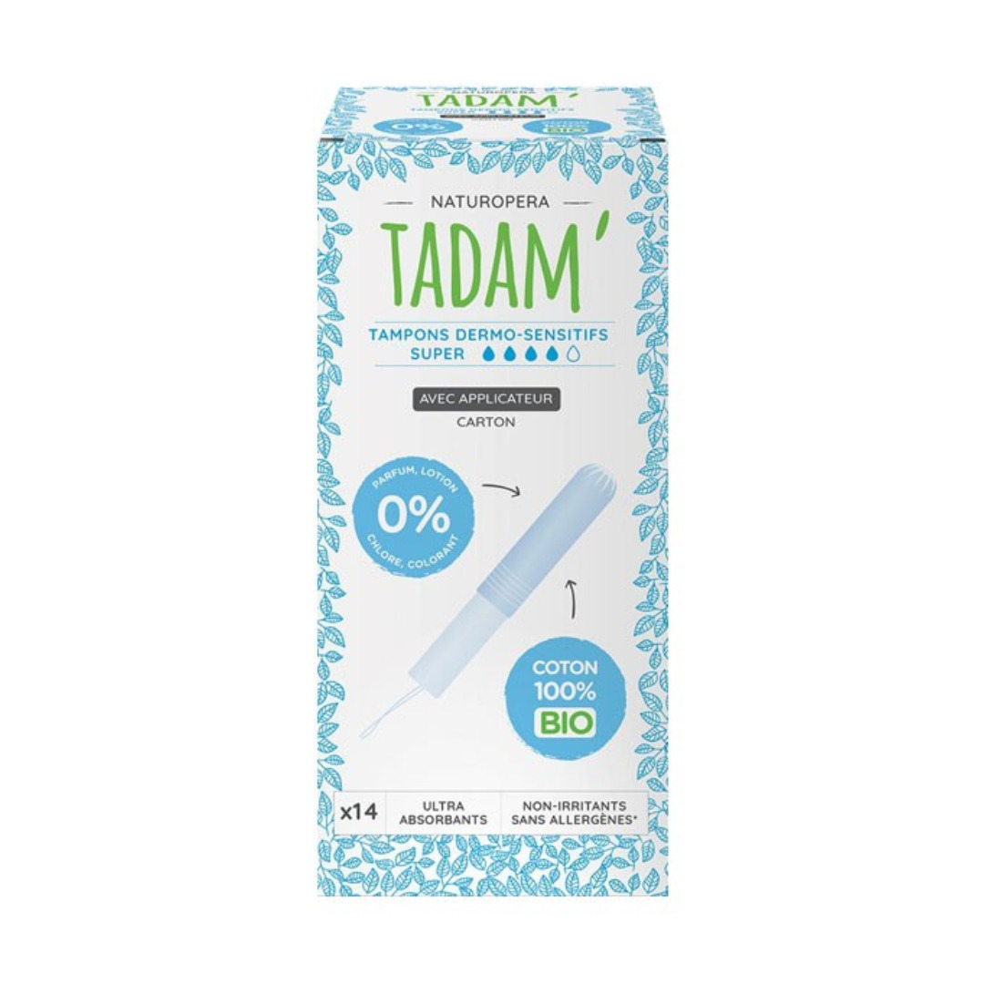 Tadam-tampons-coton-bio-avec-appli-super-16pcs-2 Tadam Tampons Coton Bio Avec Appli Super 14 Pieces – Image 1