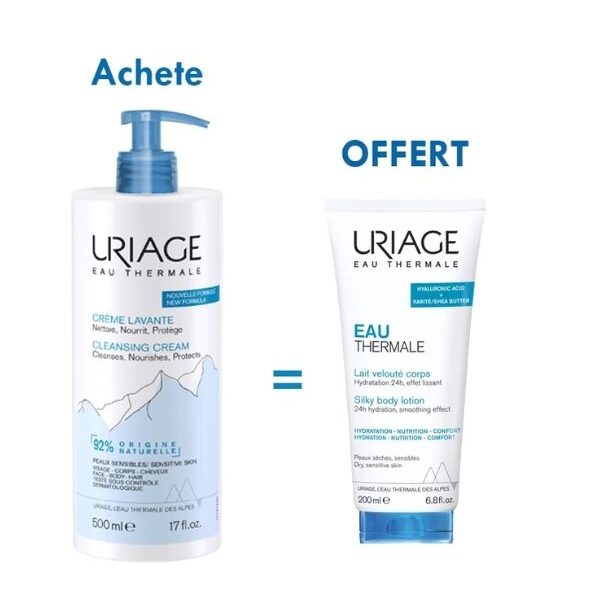 Uriage Eau thermale Crème lavante 500ml +Lait Veloute 200ml OFFERT