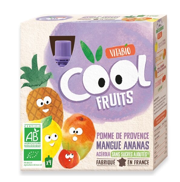 VITABIO COOL FRUITS POMME MANGUE ANANAS 4 X 90G