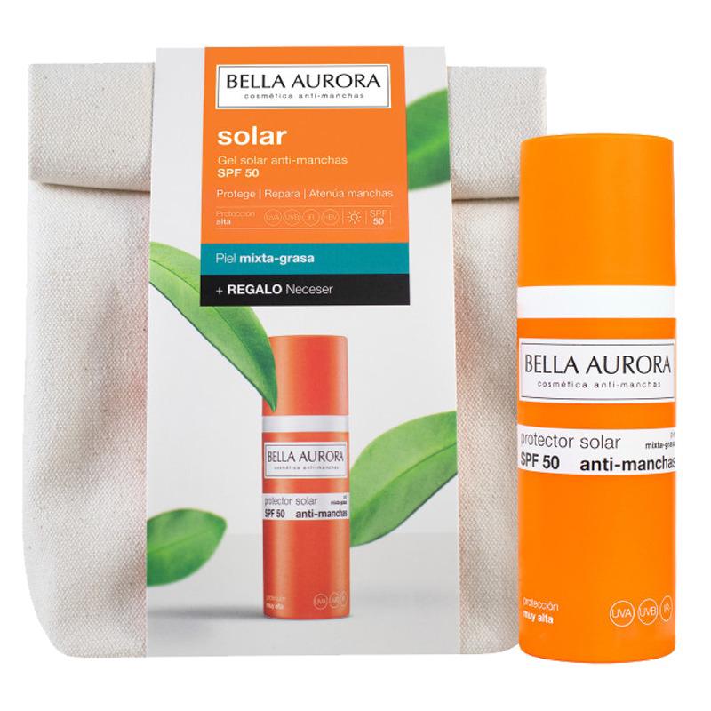 WhatsApp-Image-2023-07-25-at-11.00.06-1-2 Bella aurora Gel Creme Solaire SPF 50+ Peaux mixte à grasses 50ml + Trousse – Image 1