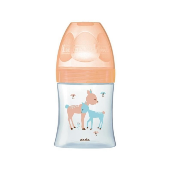 Dodie Biberon Sens+ Verre 150ml Beige 0-6m Tetine Plat D1