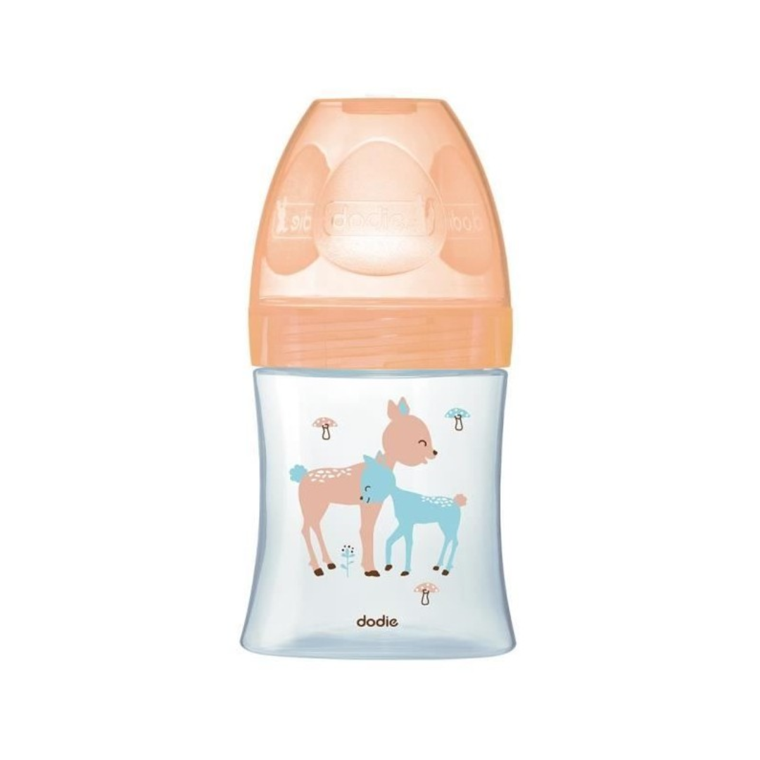 dodie-Bib-Sens-Verre-150ml-Beige-0-6m-Tet-plat-D1-2 Dodie Biberon Sens+ Verre 150ml Beige 0-6m Tetine Plat D1 – Image 1