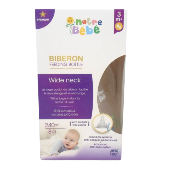 Notre Bebe Biberon Wide Neck Avec Poignet +3m 240ml