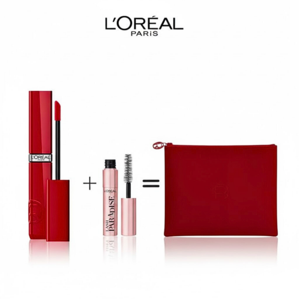 L'oreal Paris Laque Resistance 420 Rouge+Mini Lash Paradise +Trouse Rouge Pack