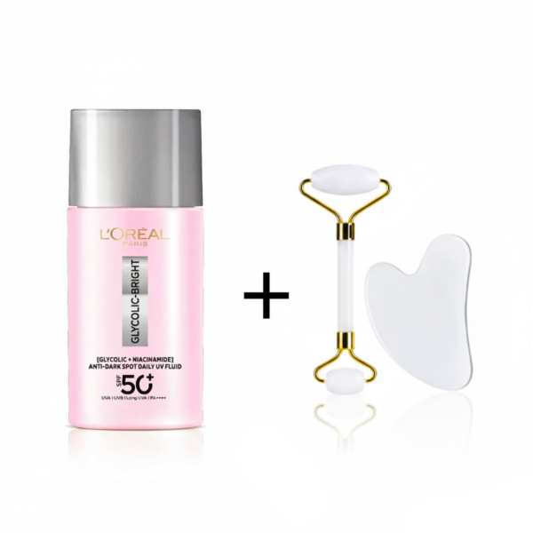 L'oreal Paris Glycolic Bright UV spf50+ 50ml+Coffret Guasha Pack
