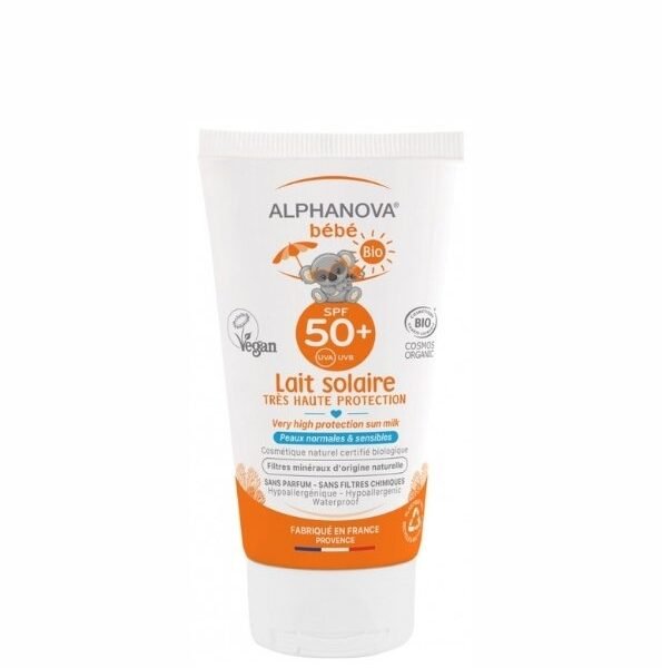 ALPHANOVA LAIT Solaire Bébé Certifiée Bio SPF 50+ Hypoallergénique 50G