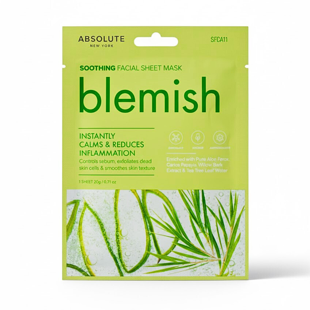 Absolute-Blemish-Facial-Sheet-Mask.png Absolute New York Blemish Facial Sheet Mask – Image 1
